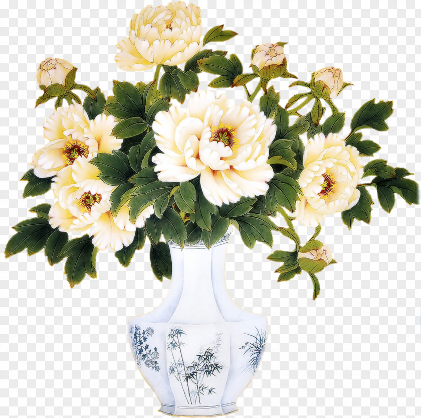 Peony Flower Bouquet Vase Clip Art PNG