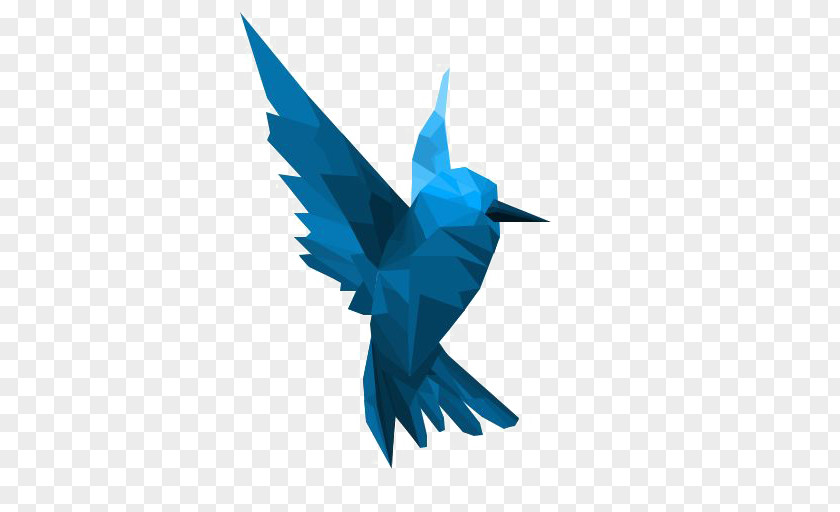 Blue Sparrow Bird Low Poly Paper Drawing Geometry PNG