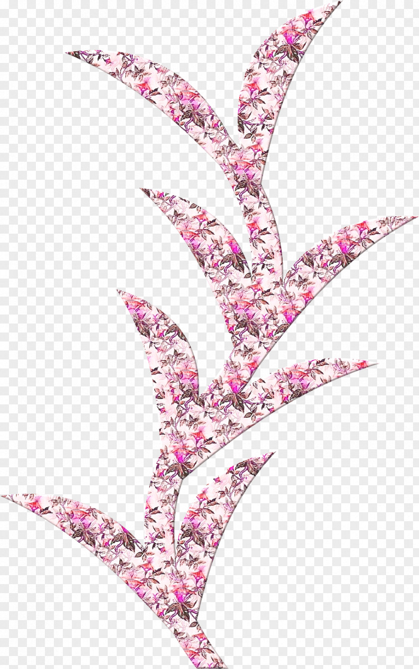 Pk Fonts Branching Pink M Leaf Flower PNG