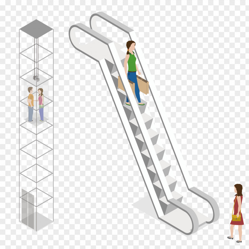Vector Mall Walking Ladder Lift Shopping Centre Elevator PNG