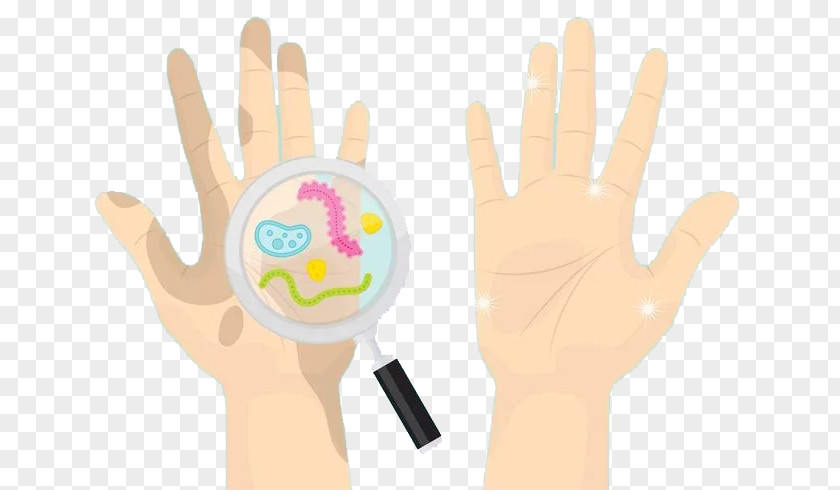 Cartoon Health Sterilization Wash Hands Bacteria Magnifying Glass Thumb PNG