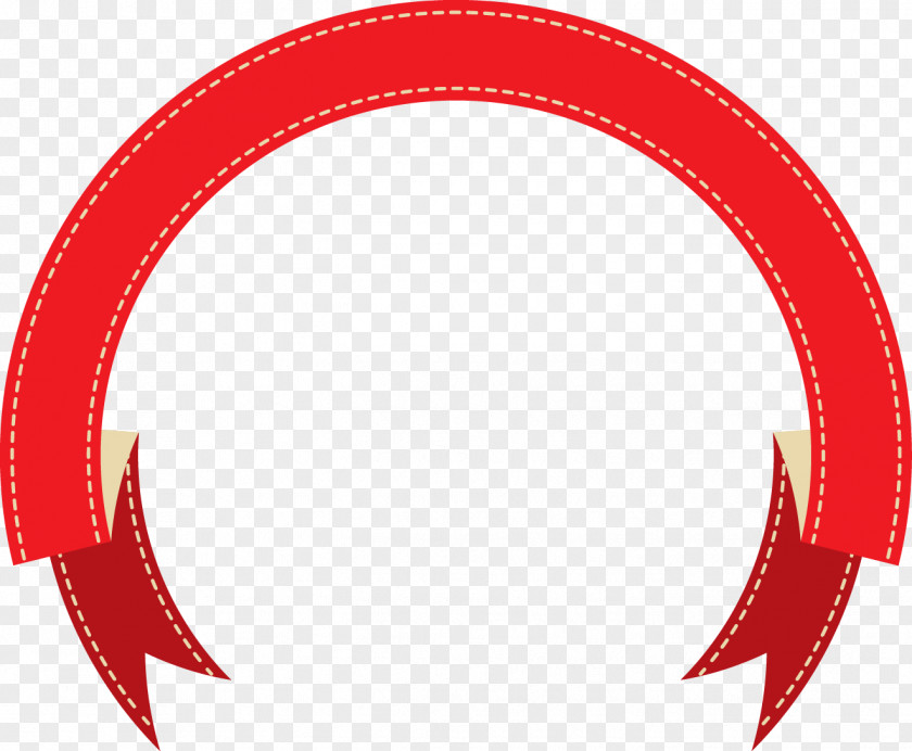 Semicircle Folding Red Ribbon Material Web Banner PNG