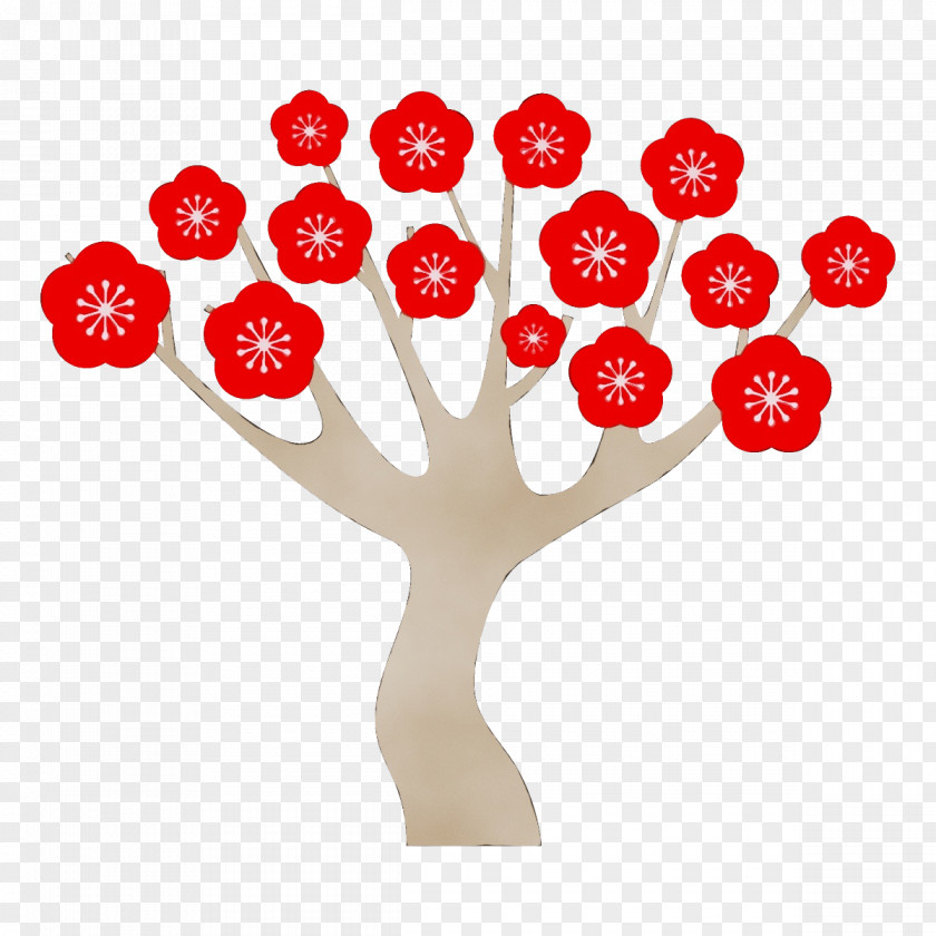 Red Tree Plant Flower Heart PNG