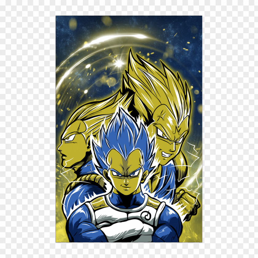 Blue Poster T-shirt Goku Vegeta Dragon Ball PNG