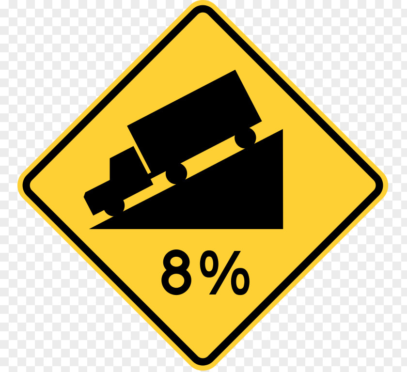 Steep Slope Percentage Traffic Sign Warning Signage Road PNG
