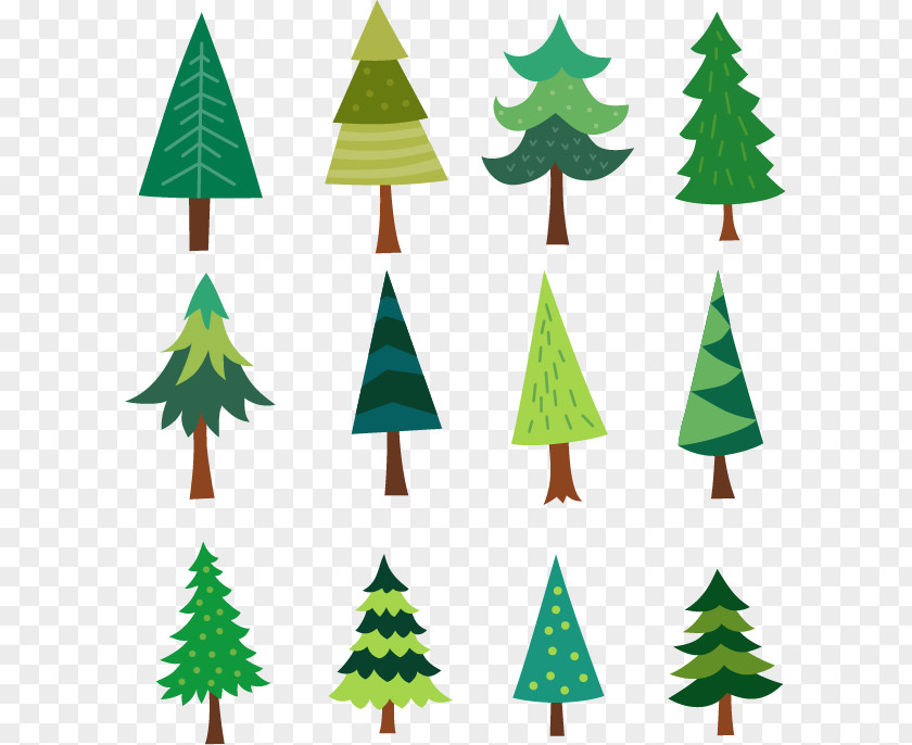 Hand-painted Christmas Tree Composition Pine Drawing Clip Art PNG