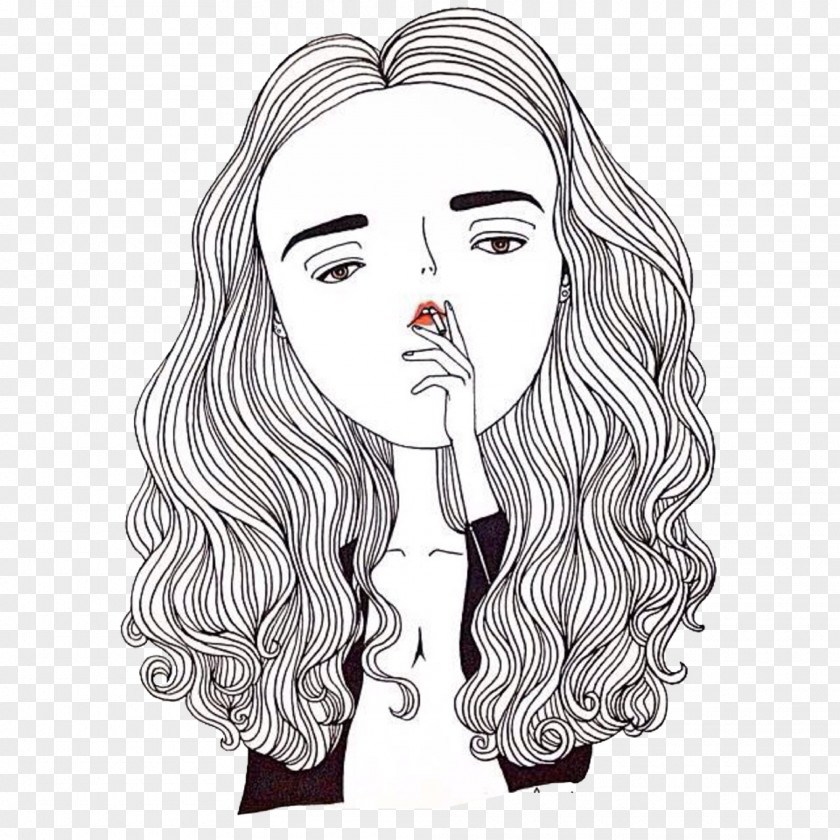 Hand-painted Handsome Long-haired Woman Avatar Drawing Cartoon Significant Other Illustration PNG