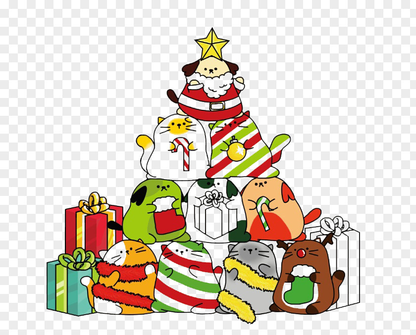 Animal Toys Gift Pattern Dog Cat Christmas Tree Clip Art PNG