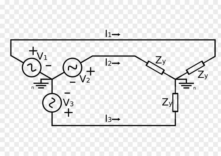 Three-phase Electric Power Y-Δ Transform Wiring Diagram Single-phase PNG
