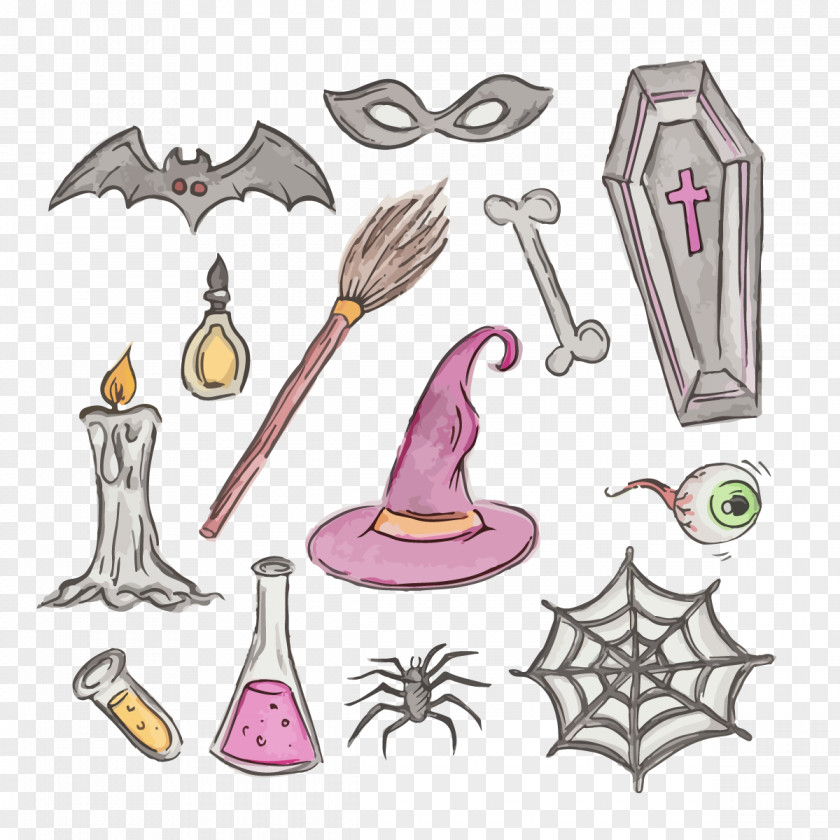 Vector Witch Candle Drawing Halloween Clip Art PNG