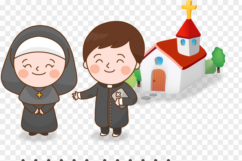Church Priests Nuns Cartoon Child Illustration PNG