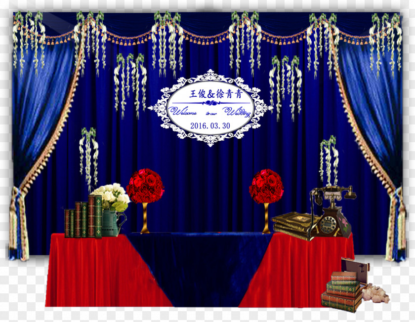 Blue Wedding Set Stage PNG