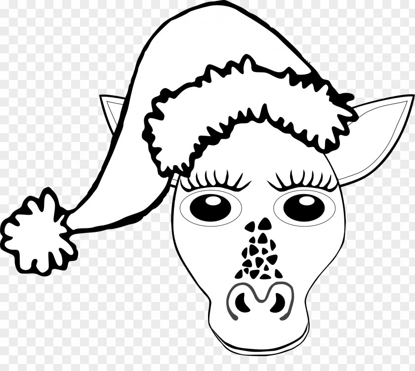 Giraffe Santa Claus Hat Suit Christmas Clip Art PNG