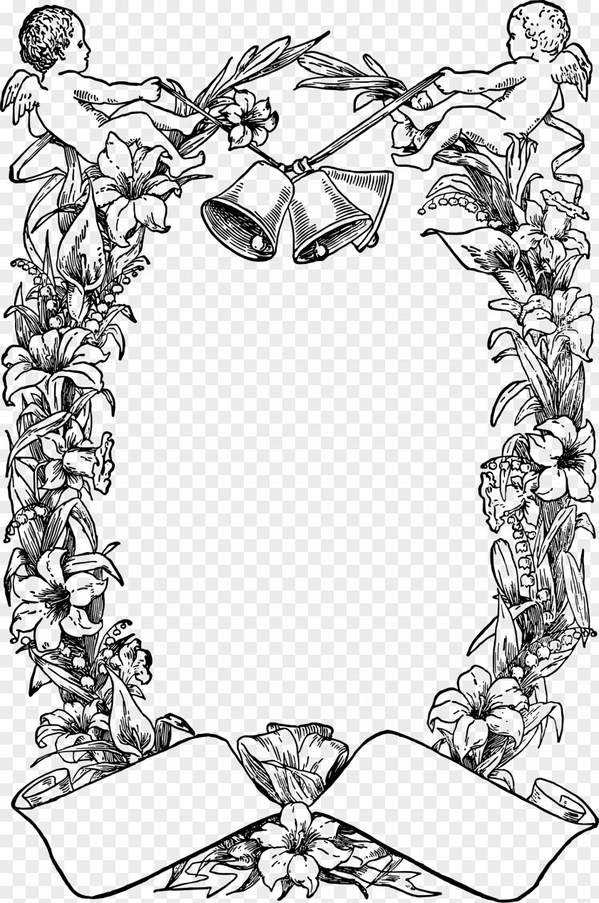 Easter Frame Line Art Drawing Clip PNG