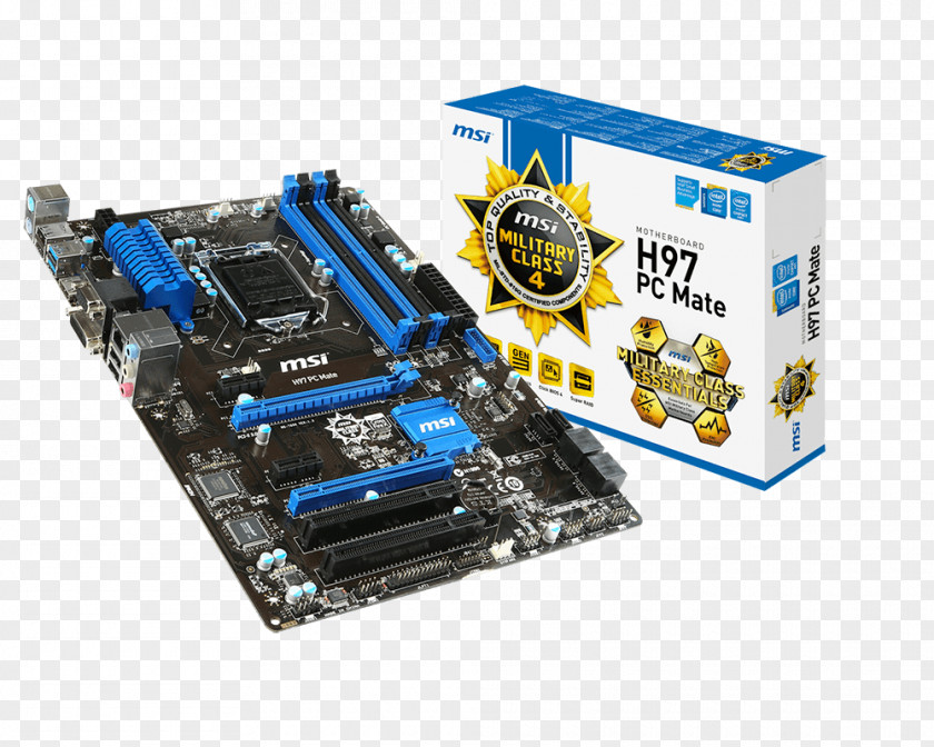 Intel LGA 1150 MSI Z97 PC Mate Motherboard ATX PNG