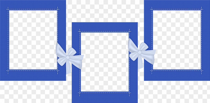 Blue Border Bow Shoelace Knot Picture Frame PNG