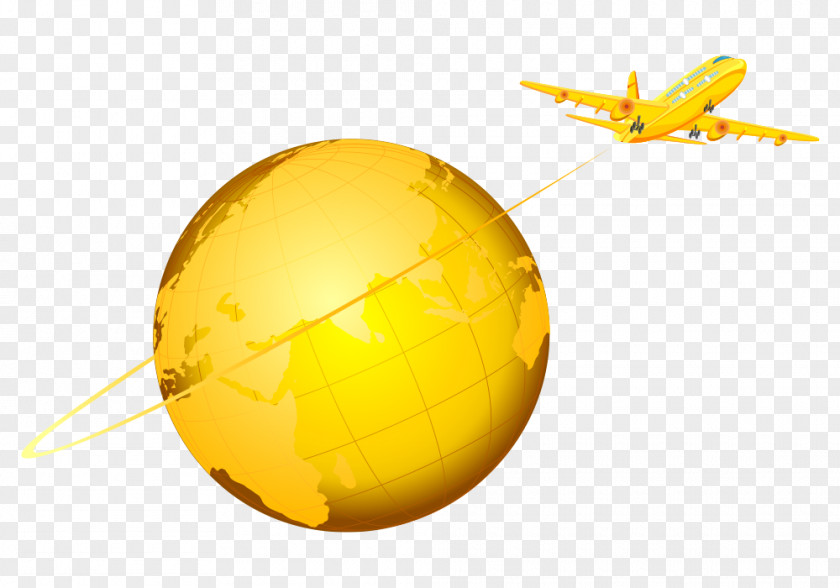 Golden Earth Three-dimensional Vector Airplane Euclidean Download PNG