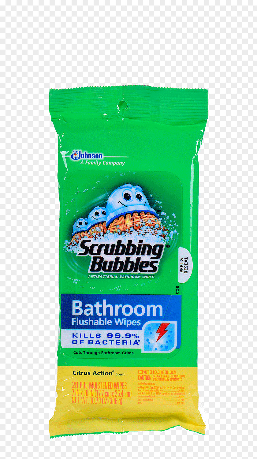 Scrubbing Bubbles Antibacterial Bathroom Flushable Wipes Wet Wipe Cleaning PNG