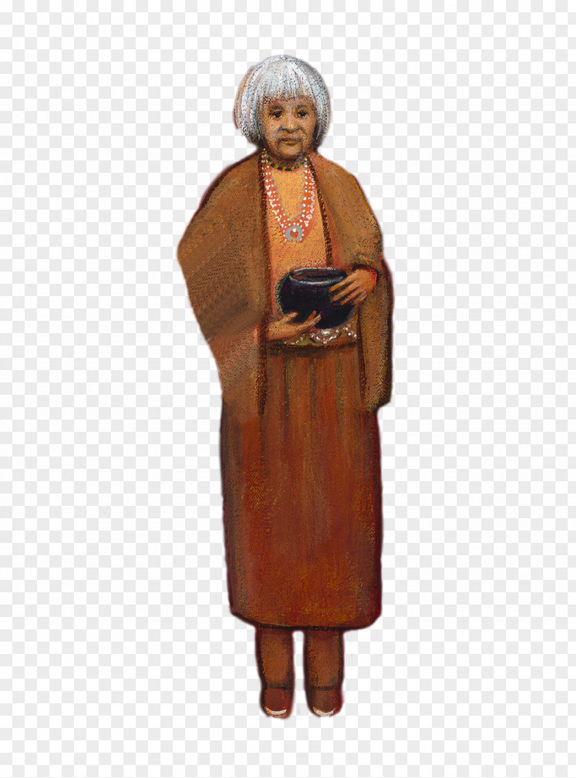 Watercolor Woman Like Robe Figurine Fur Costume PNG