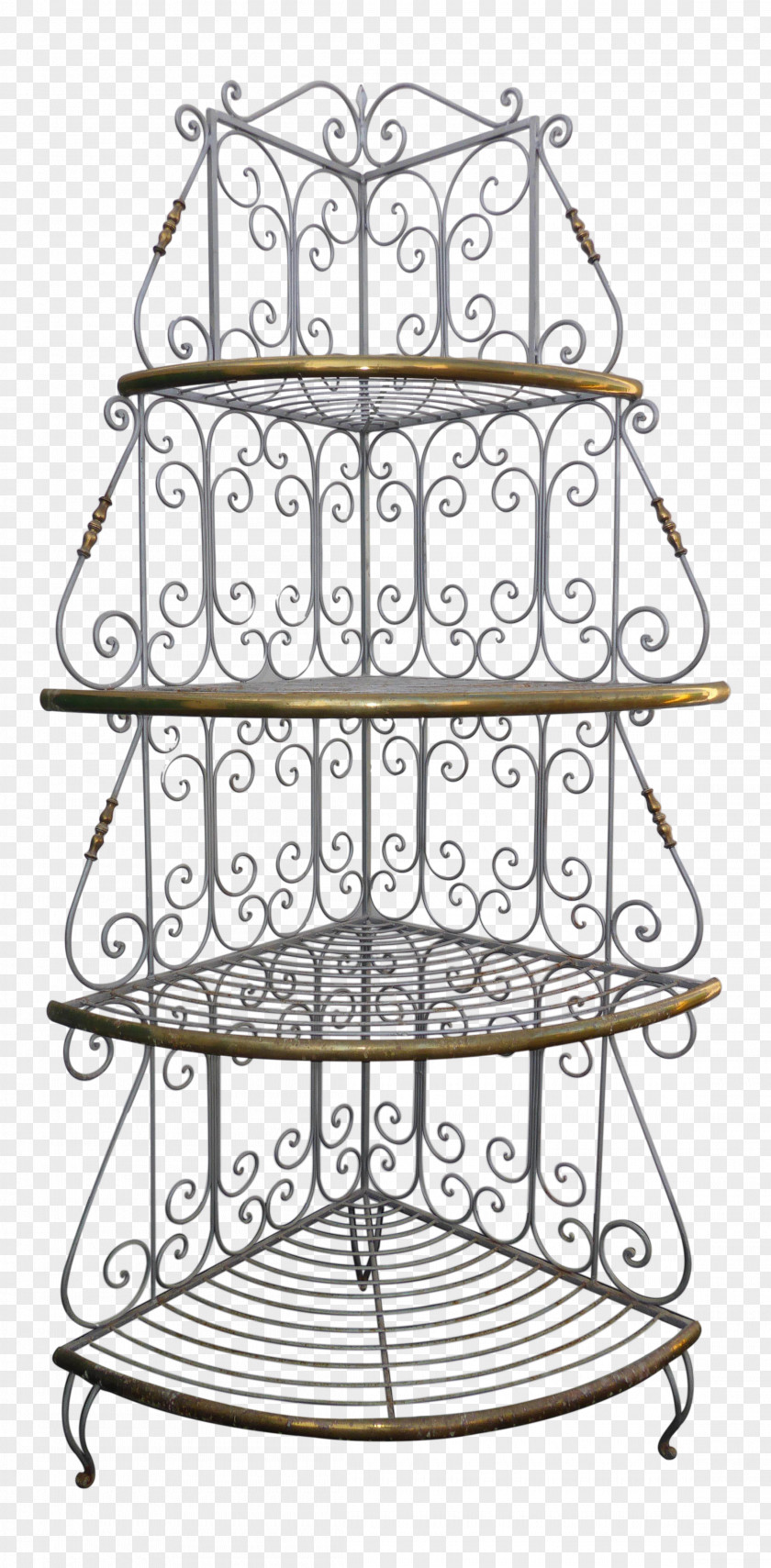 Baker's Rack Furniture Shelf Wrought Iron Metal PNG