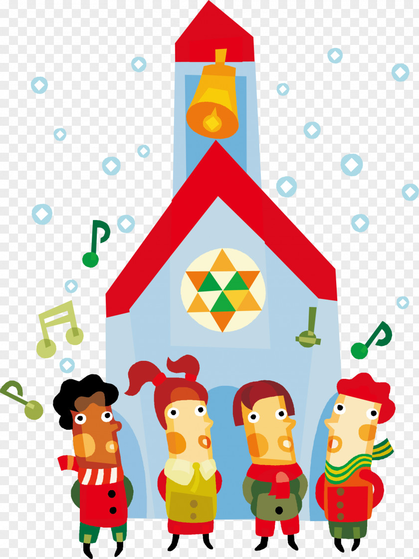 Blue Cartoon Church Kids Christmas Carol Child Clip Art PNG