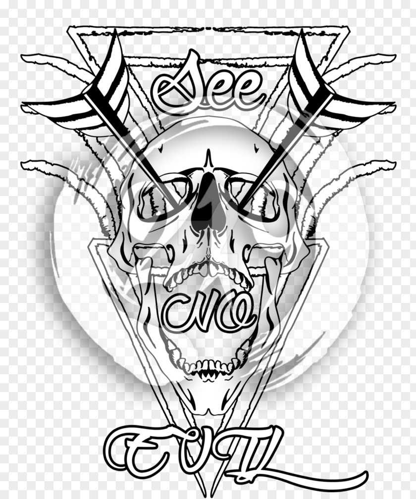 Design Sketch Skull Drawing Visual Arts PNG