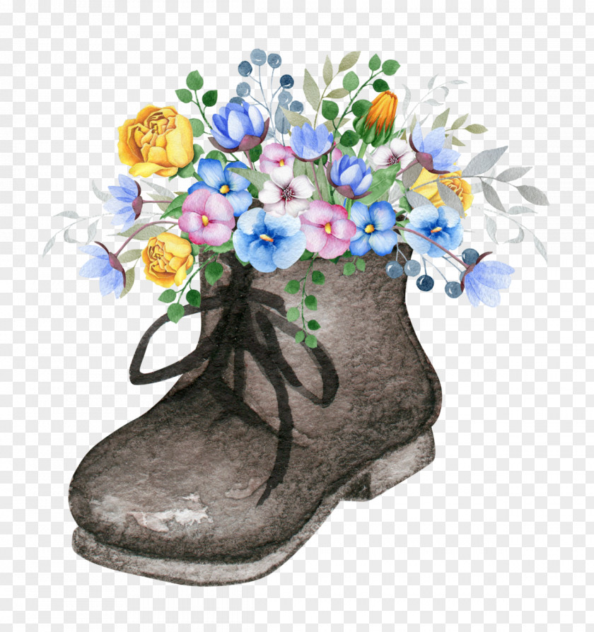 The Flowers In Shoes Flower Paper Greeting & Note Cards Decoupage PNG