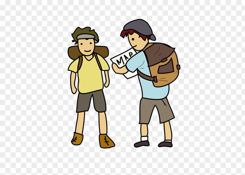 The Man With Map Backpacking Drawing Travel Illustration PNG