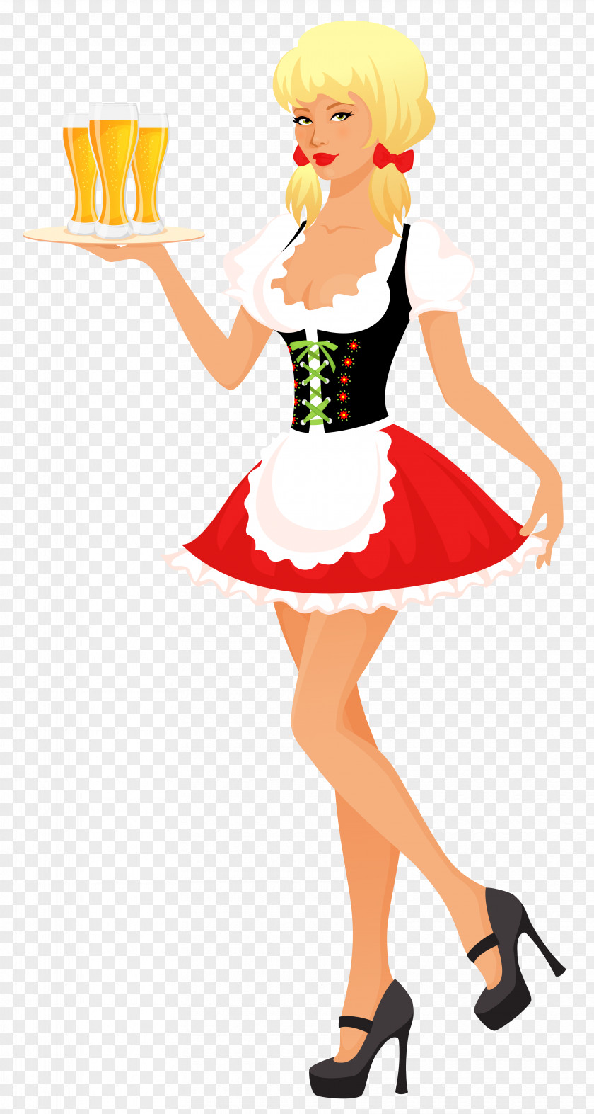 Oktoberfest Beer Girl PNG , with Tray Octoberfest maid illustration clipart PNG