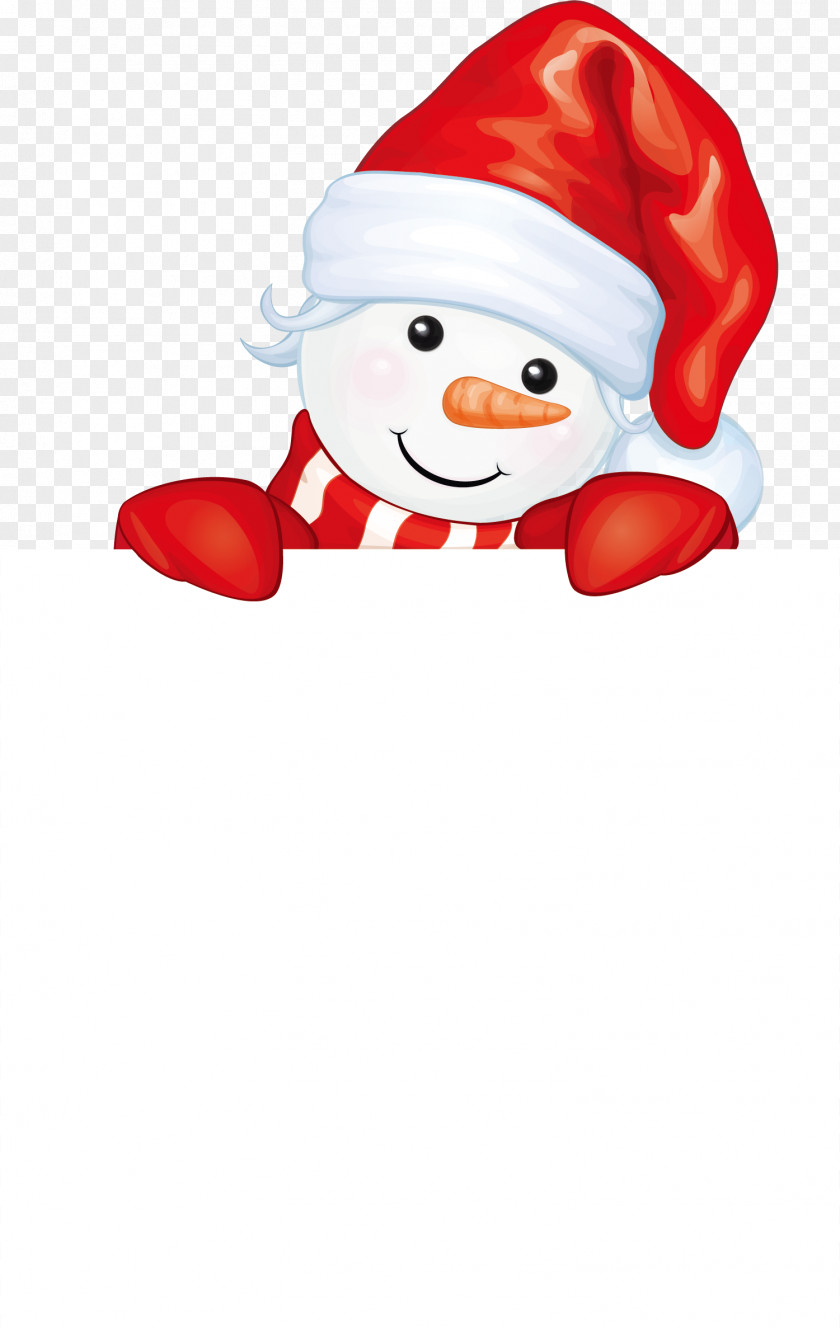 Cartoon White Snowman Santa Claus Christmas Paper PNG