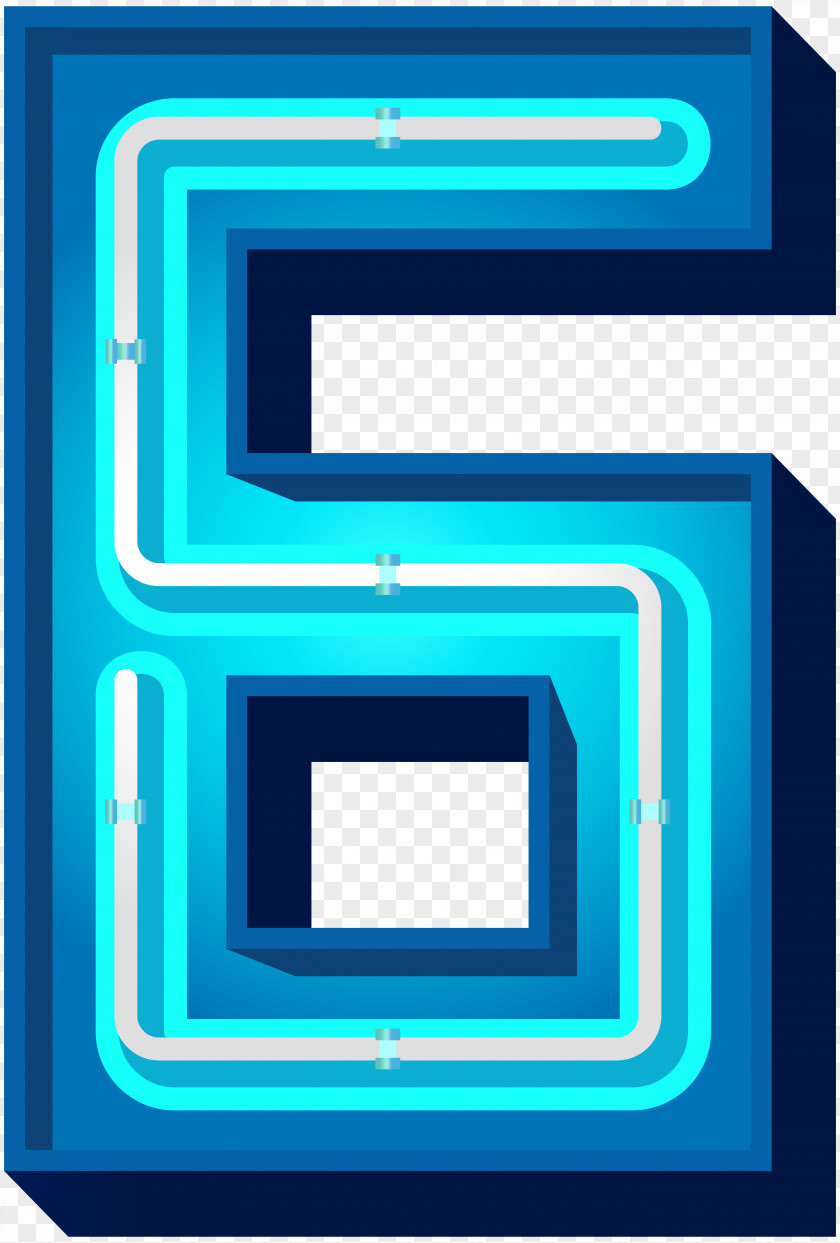 Number Six Blue Neon Clip Art Image Product Technology Font PNG