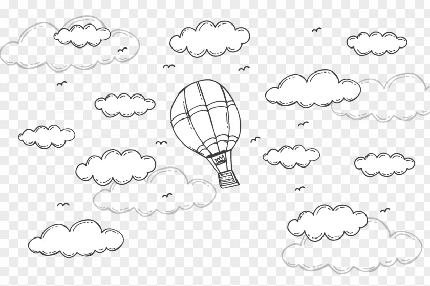 Vector Hot Air Balloon Drawing Cloud Euclidean PNG