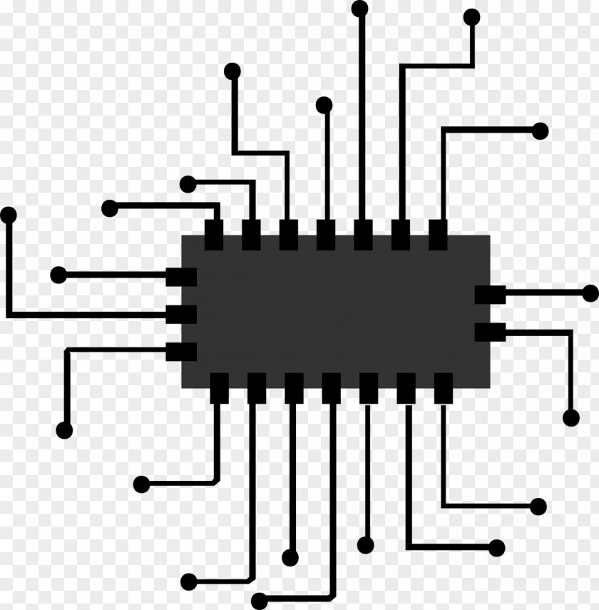 Black Chip Integrated Circuit Central Processing Unit Icon PNG