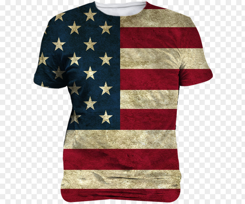 Distressed American Flag Printed T-shirt United States Hoodie PNG