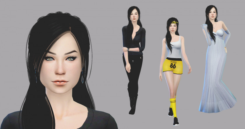 Sims Human Hair Color Black Hairstyle Long Brown PNG