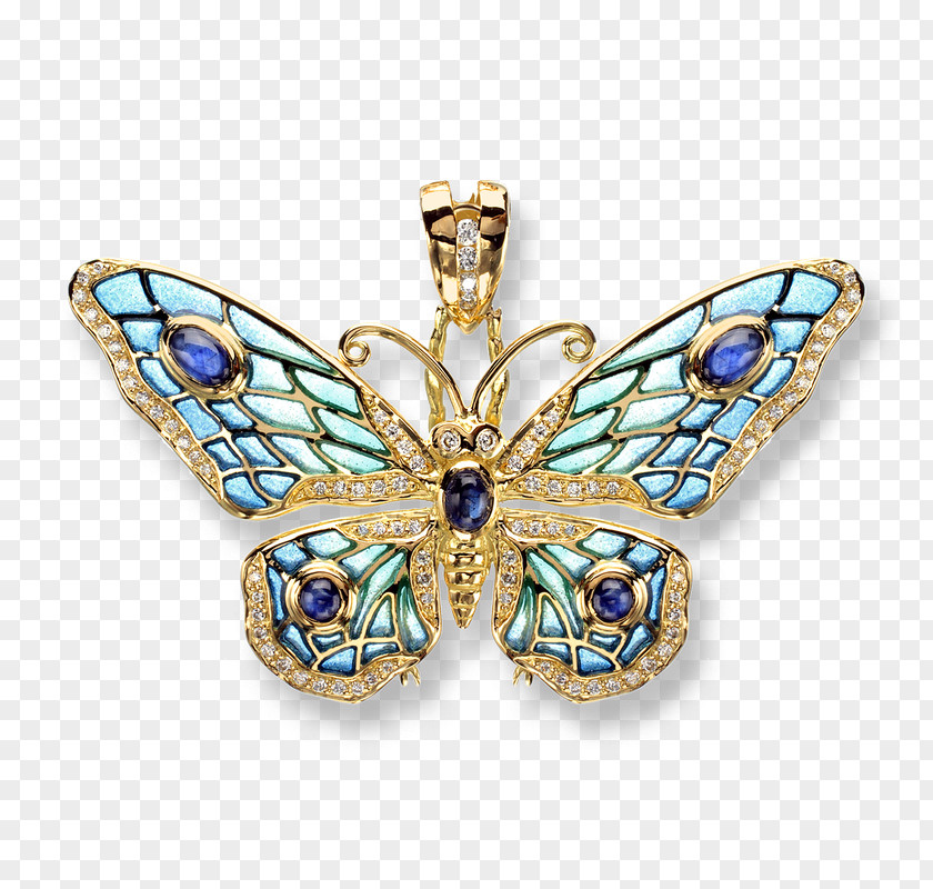 Gold Brooch Monarch Butterfly Jewellery Sapphire PNG