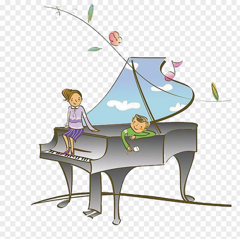 People On The Piano Cartoon Model Sheet PNG