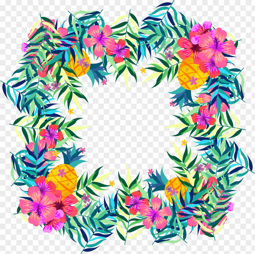 Tropical Flowers And Fruit Borders Flower Tropics Clip Art PNG