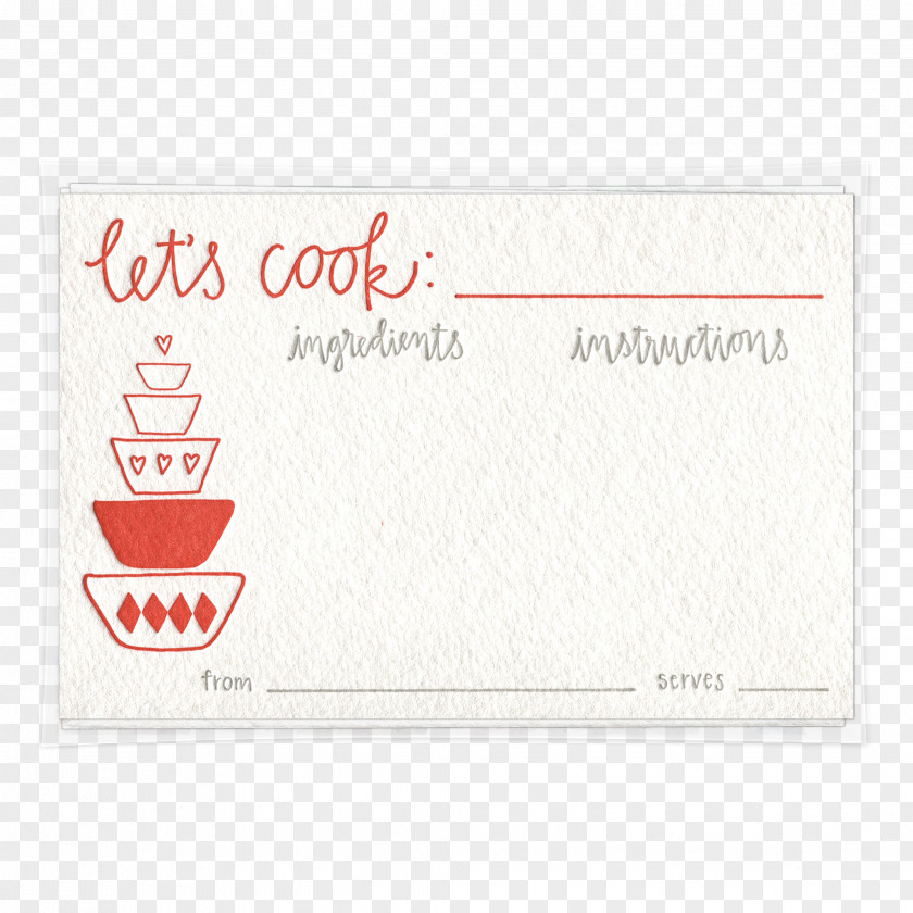 Recipe Card Paper Cooking Playing Letterpress Printing PNG