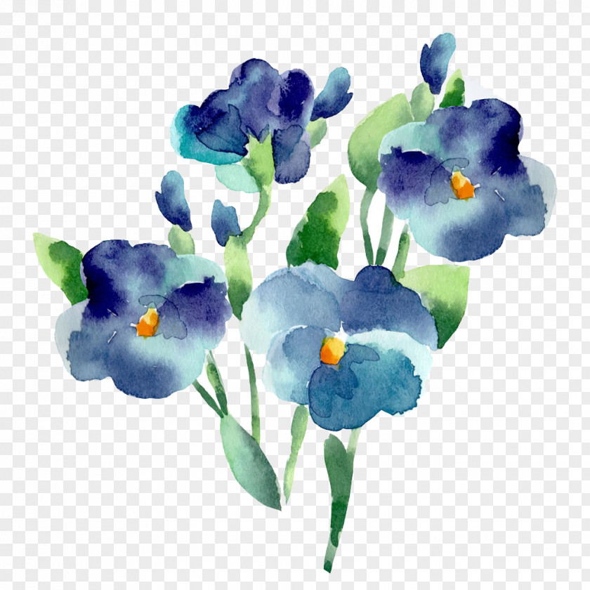 Blue Flowers Flower Watercolor Painting PNG