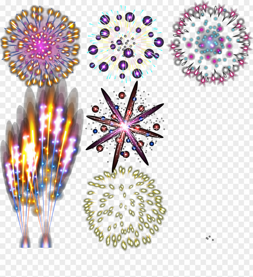 Colorful Fireworks Vector Graphic Design PNG
