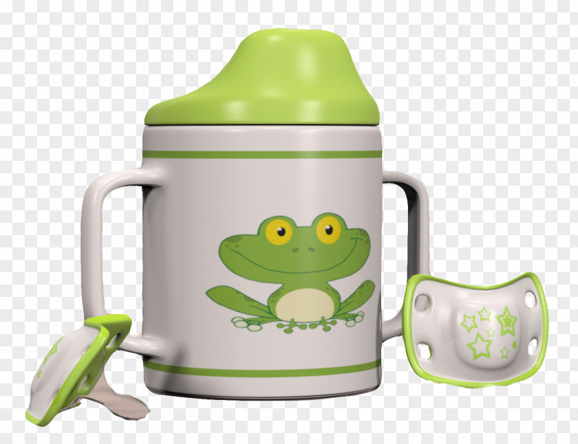 Green Frog Pattern Baby Bottle Clip Art PNG