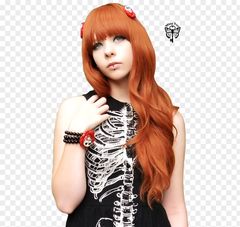Katia Winter Red Hair Gothic Fashion Black Morticia Addams Bangs PNG