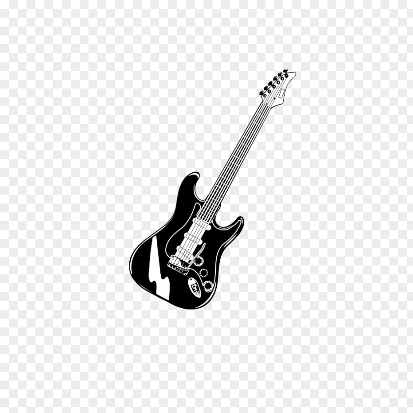Black And White Guitar Bass Musical Instrument Electric String PNG
