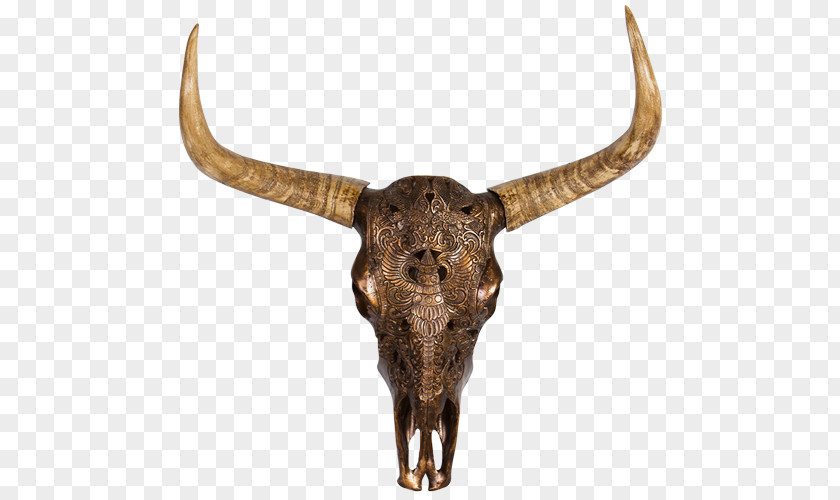Buffalo Skull Cattle Bronze Sculpture Metal PNG