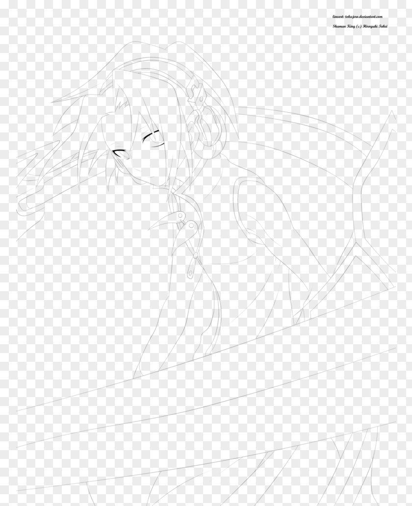 SHAMAN KING Yoh Asakura Shaman King Amidamaru Line Art Sketch PNG