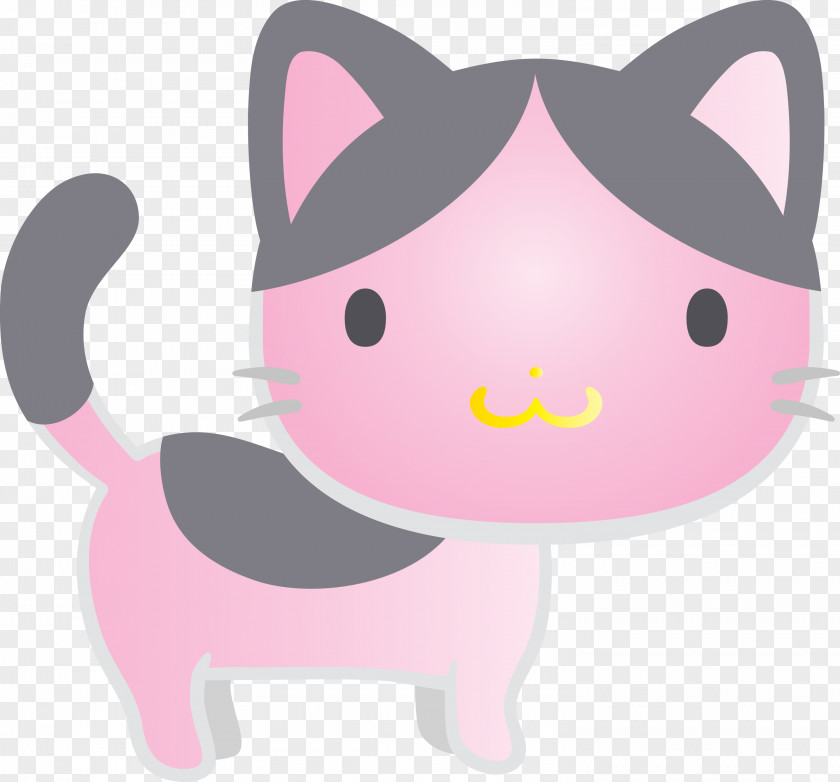 Cartoon Pink Snout Cat Whiskers PNG