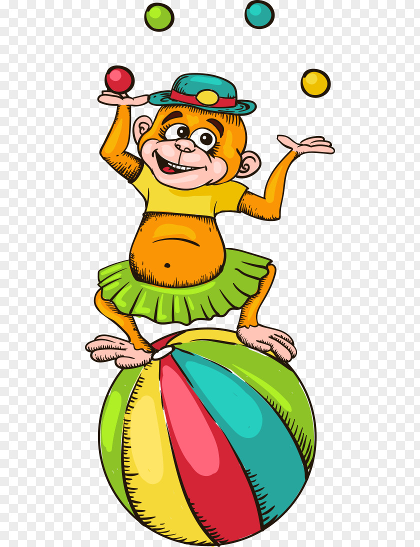 Cartoon Circus Monkey Icon PNG
