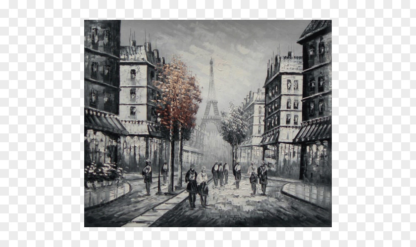 Paris Oil Painting Canvas Art PNG