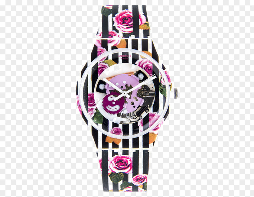 Upscale Swatch Fuchsia Clock Watch Strap PNG